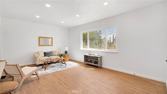 sitting room featuring light hardwood / wood-style floors