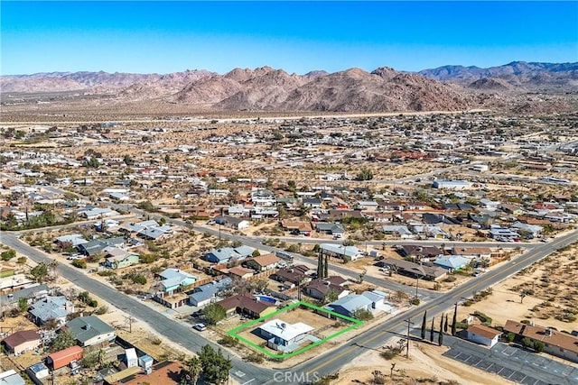 drone / aerial view with a mountain view