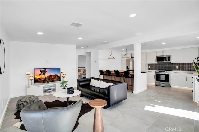 view of tiled living room