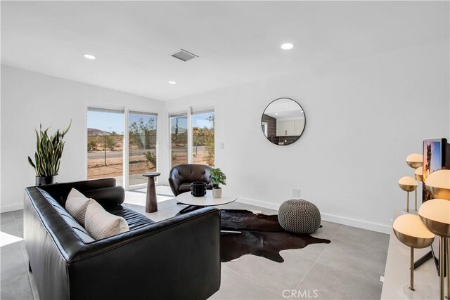 view of tiled living room