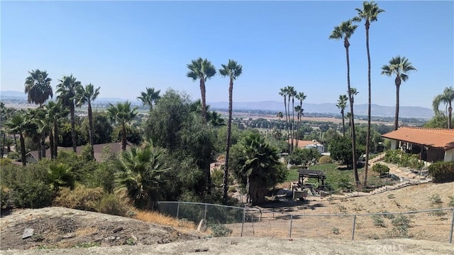 exterior space featuring a mountain view