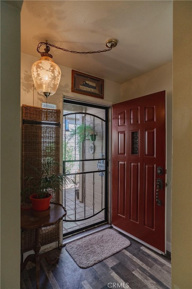 foyer entrance with dark wood-type flooring