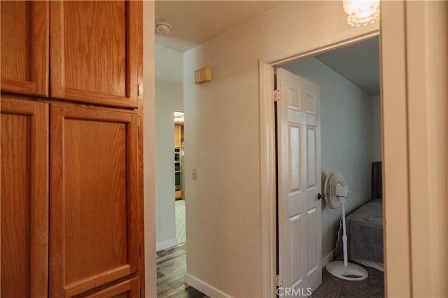 hallway with wood-type flooring