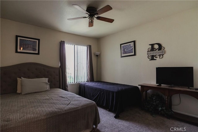 bedroom with carpet flooring and ceiling fan