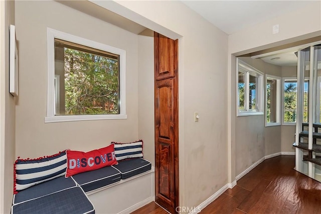 hall featuring dark hardwood / wood-style flooring