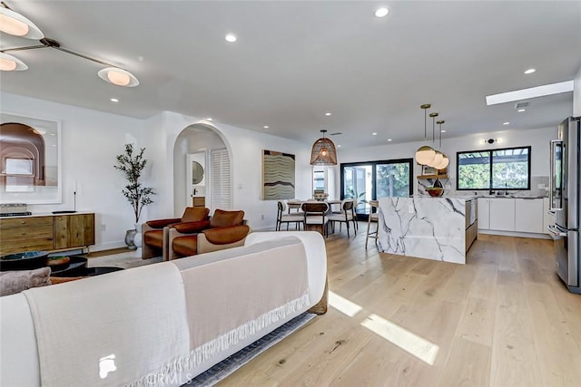 living room featuring light hardwood / wood-style flooring