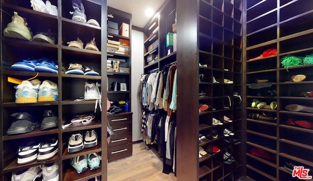 spacious closet with hardwood / wood-style floors