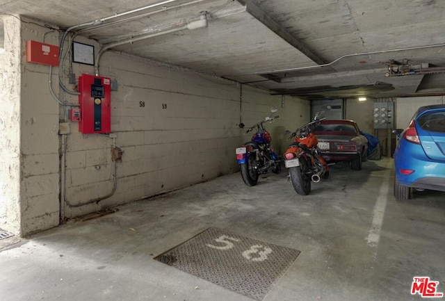 garage with electric panel