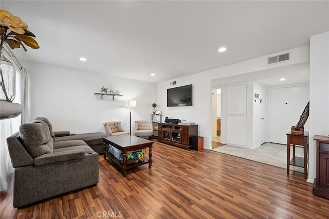 living room featuring light hardwood / wood-style floors