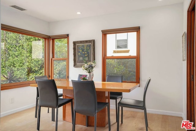 dining area featuring light hardwood / wood-style flooring