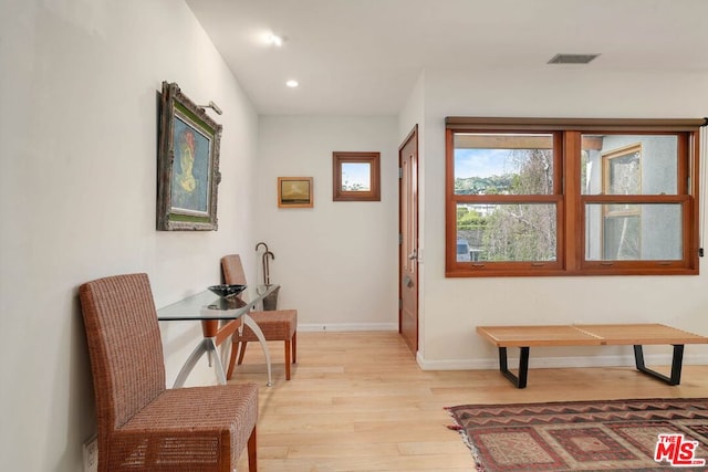 living area with light wood-type flooring