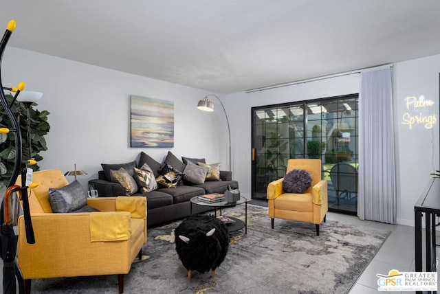 view of tiled living room