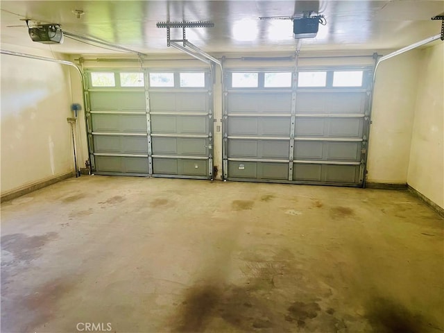 garage with a garage door opener