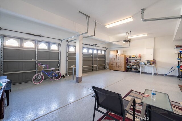 garage with a garage door opener