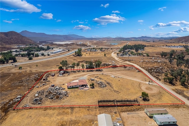 bird's eye view with a mountain view and a rural view