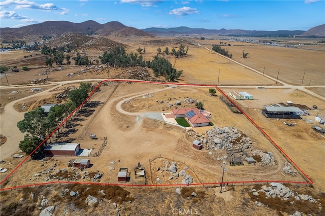 aerial view with a rural view and a mountain view