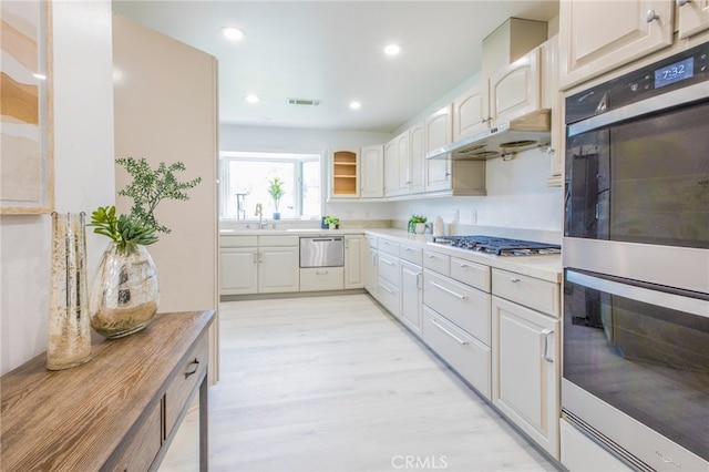 kitchen with light hardwood / wood-style floors, appliances with stainless steel finishes, and sink