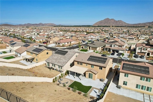 drone / aerial view featuring a mountain view