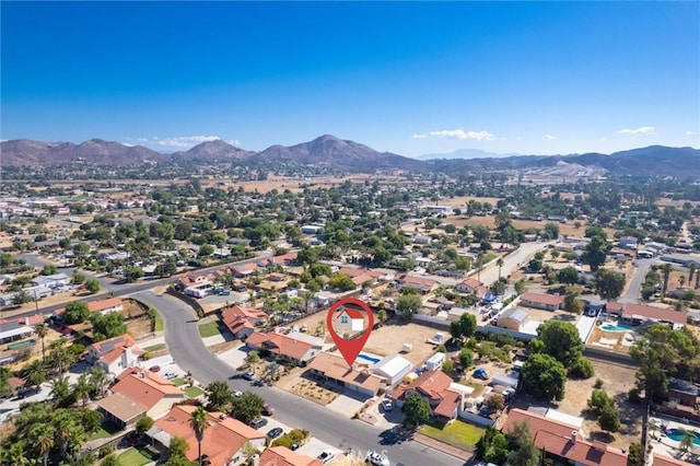 34578 Hickory Ln, Wildomar, CA 92595 - aerial view of property and surrounding area featuring a mountain backdrop and nearby suburban area
