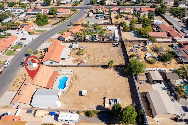 34578 Hickory Ln, Wildomar, CA 92595 - aerial view of property's location with a pool and nearby suburban area