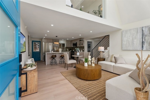 living room featuring light hardwood / wood-style floors