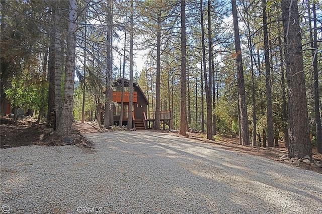 exterior space featuring gravel driveway