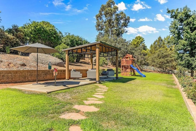 view of yard featuring a playground