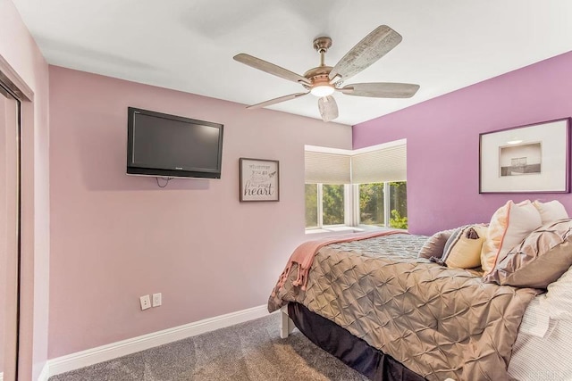 bedroom with carpet and ceiling fan