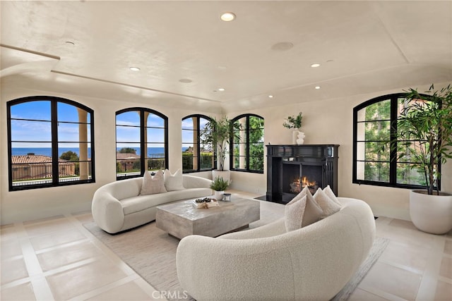 view of tiled living room