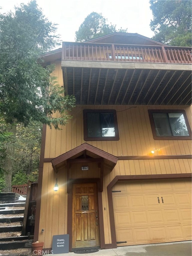 property entrance with a garage