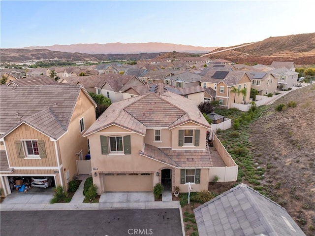 drone / aerial view with a mountain view