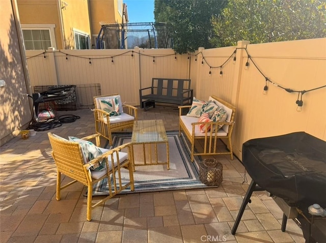 view of patio / terrace featuring an outdoor hangout area