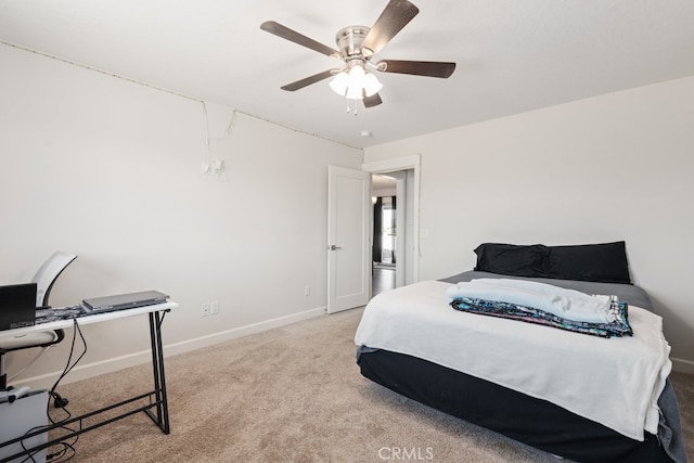 bedroom with carpet flooring and ceiling fan