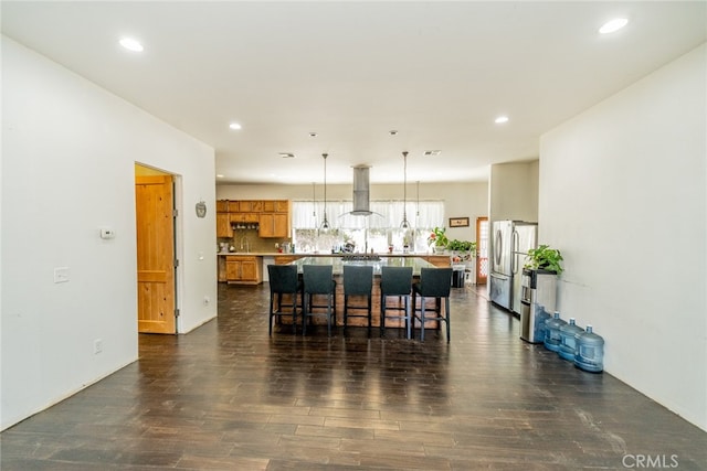 dining room featuring dark wood-type flooring