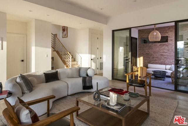 living room with hardwood / wood-style flooring