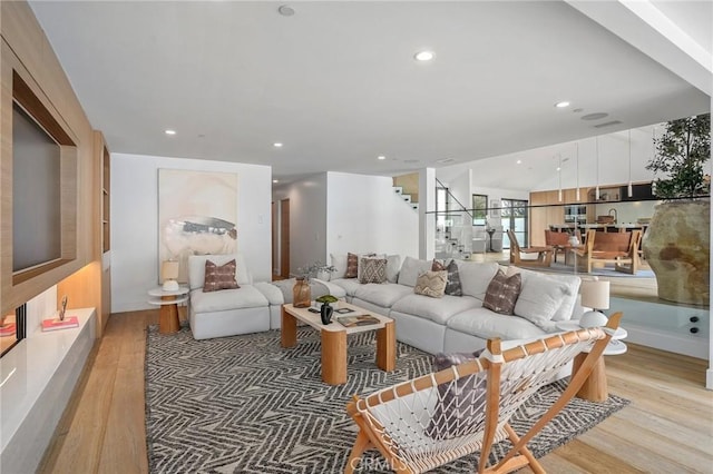 living room featuring light hardwood / wood-style flooring