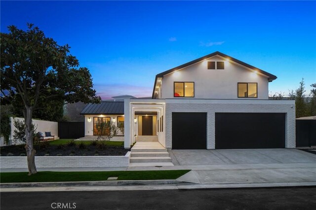 contemporary home with a garage