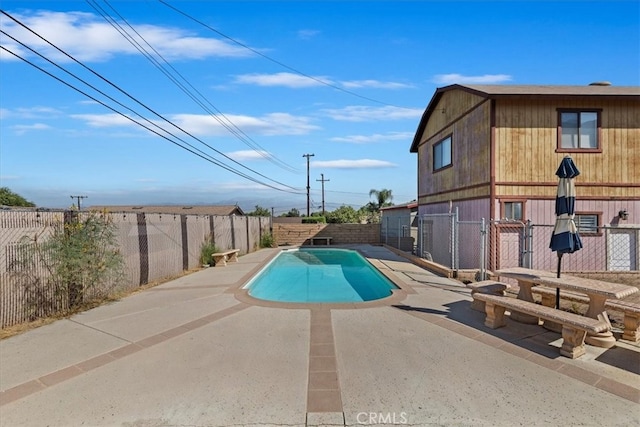 view of swimming pool with a patio area