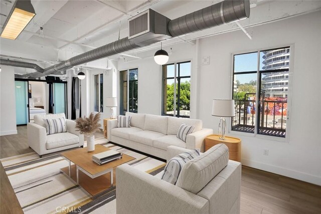 living room featuring light hardwood / wood-style floors