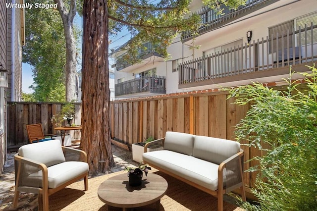 view of patio / terrace featuring an outdoor living space