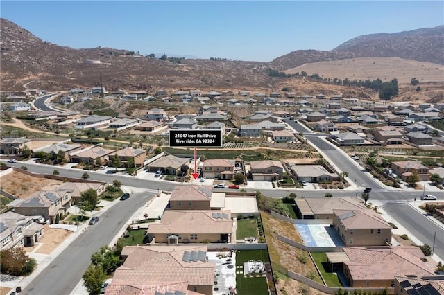 21047 Iron Rail Dr, Riverside, CA 92507 - aerial view featuring a mountain view and a residential view