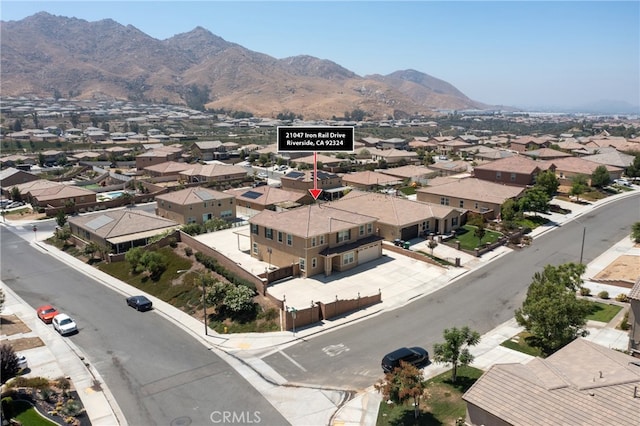 aerial view with a mountain view