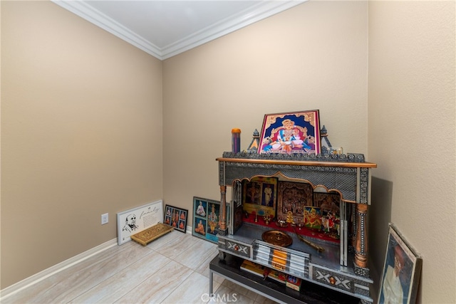 interior space featuring crown molding