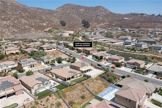 21047 Iron Rail Dr, Riverside, CA 92507 - aerial view with a residential view and a mountain view