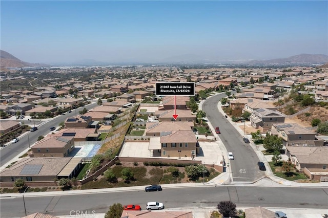 21047 Iron Rail Dr, Riverside, CA 92507 - birds eye view of property featuring a mountain view and a residential view