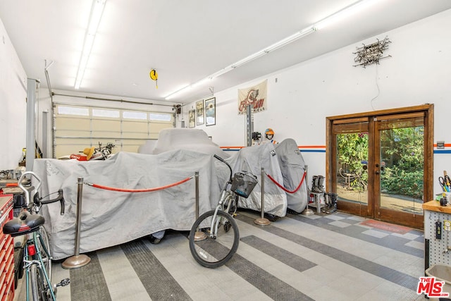 garage featuring french doors