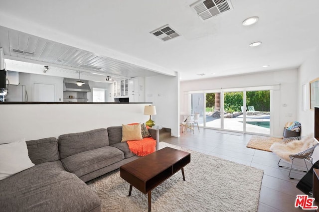 view of tiled living room