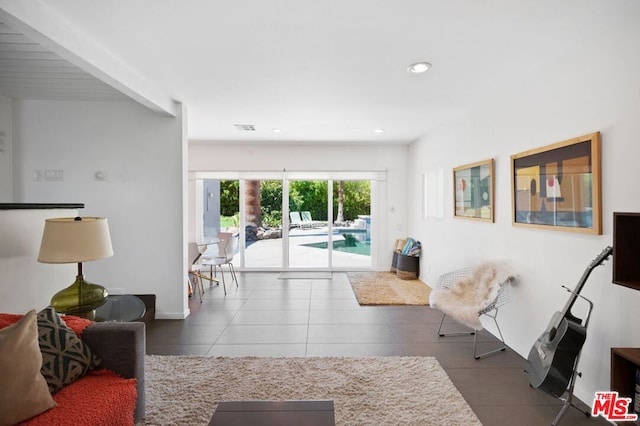 view of tiled living room