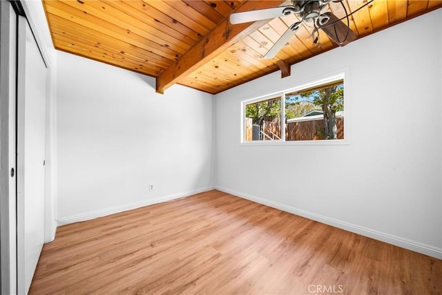 4225 Alcot Trl, Frazier Park, CA 93225 - empty room with ceiling fan, light wood finished floors, wooden ceiling, baseboards, and beam ceiling