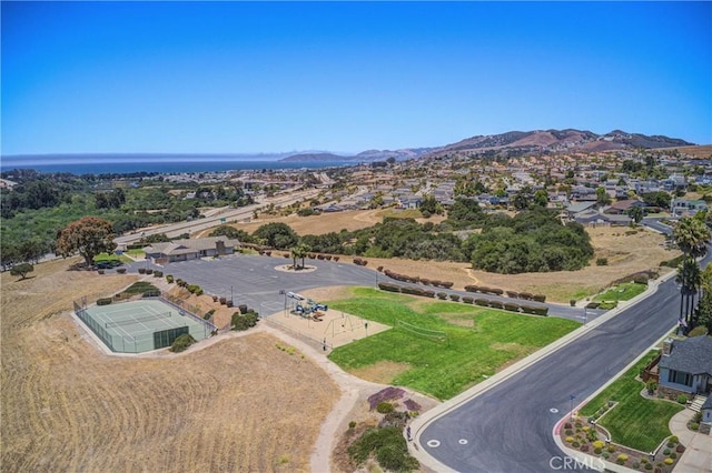 drone / aerial view with a mountain view